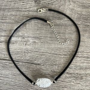Fire quartz & black suede choker necklace